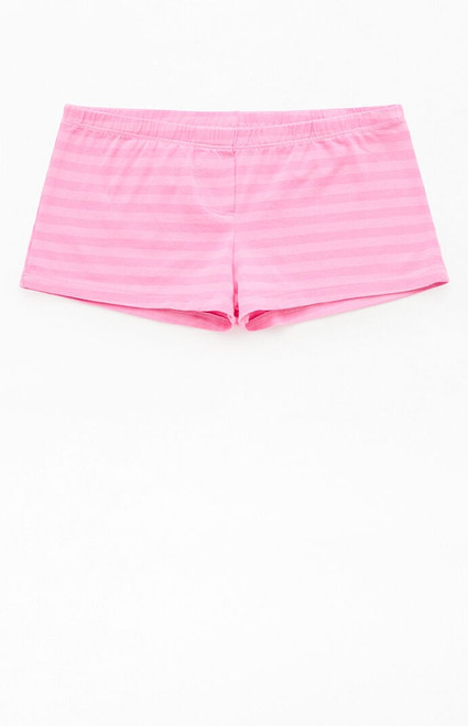 John Galt Women's Pink Striped Boxer Boyshorts - 0842601600262