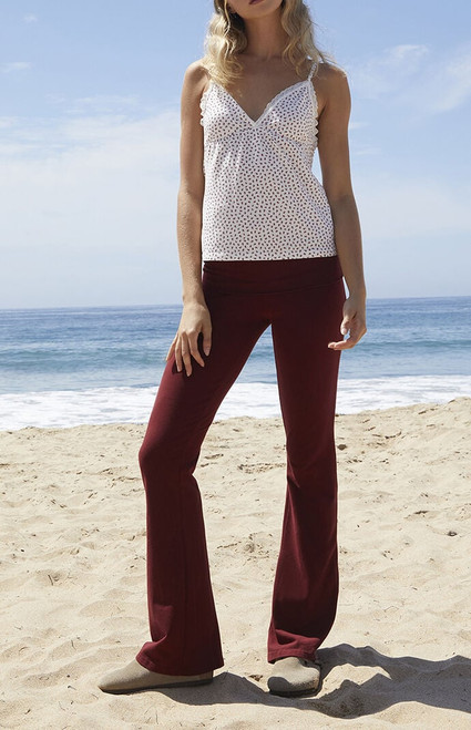 John Galt Women's Burgundy Priscilla Flare Yoga Pants - 0844601600256