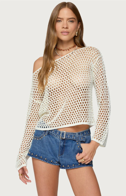 Edikted Women's Kalley Off Shoulder Crochet Top - 0731609691065