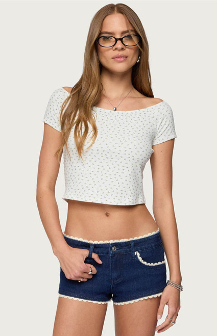 Edikted Women's Perry Floral Boat Neck Top - 0731609691071