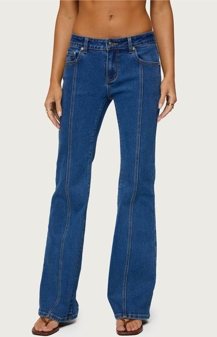 Edikted Women's Starrie Panel Stitch Low Rise Jeans - 0860609690183