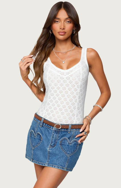 Edikted Women's Clementina Eyelet Bodysuit - 0731609691088