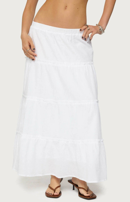 Edikted Women's Petite Charlotte Tiered Maxi Skirt - 0840609690468