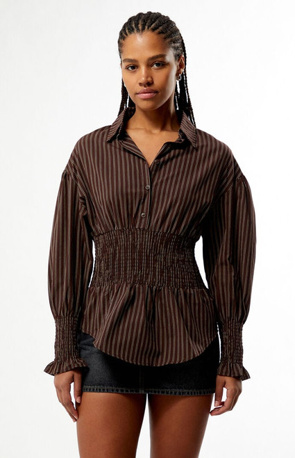 Daisy Street Women's Dash Striped Long Sleeve Shirt - 0731600250021