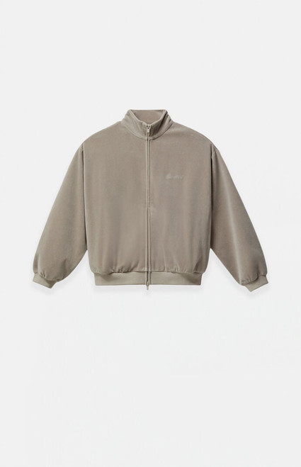 Fear of God ESSENTIALS Men's Kids Smoke Grey Classic Fit Velour Track Jacket - 0785250500913