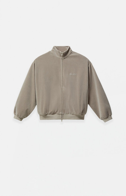 Fear of God ESSENTIALS Men's Kids Smoke Grey Classic Fit Velour Track Jacket - 0785250500913