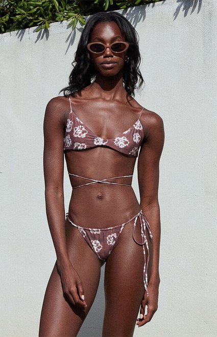 Stone Fox Women's Brown & White Ines Bralette Bikini Top - 0825493870003