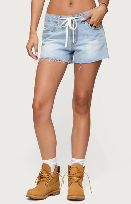 Edikted Women's Milla Low Rise Denim Shorts - 0829609690056