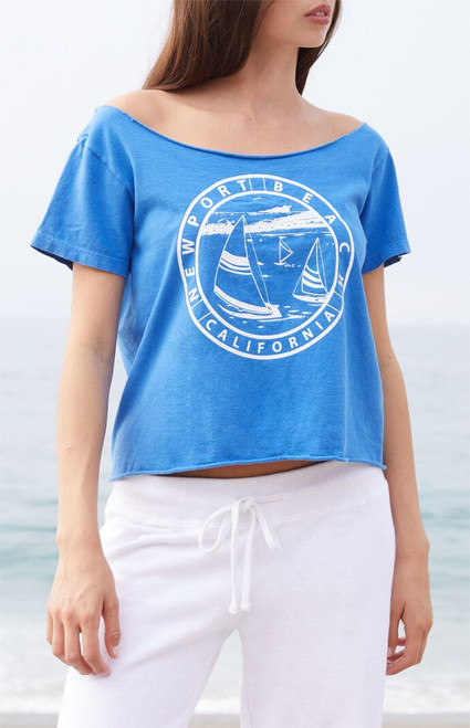 John Galt Women's Blue Robyn Newport Beach Off-The-Shoulder Top - 0790601600468
