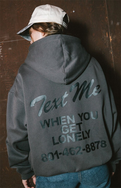 LONELY GHOST Women's Text Me When You Get Lonely Zip Up Hoodie - 0751611060009