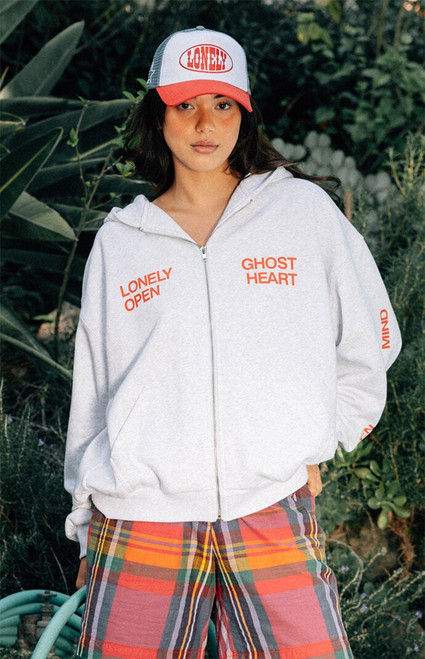 LONELY GHOST Women's Open Mind Open Heart Zip Up Hoodie - 0751611060013