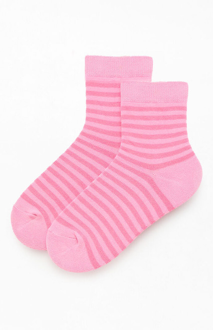 John Galt Women's Pink Striped Ankle Socks - 0679601600281