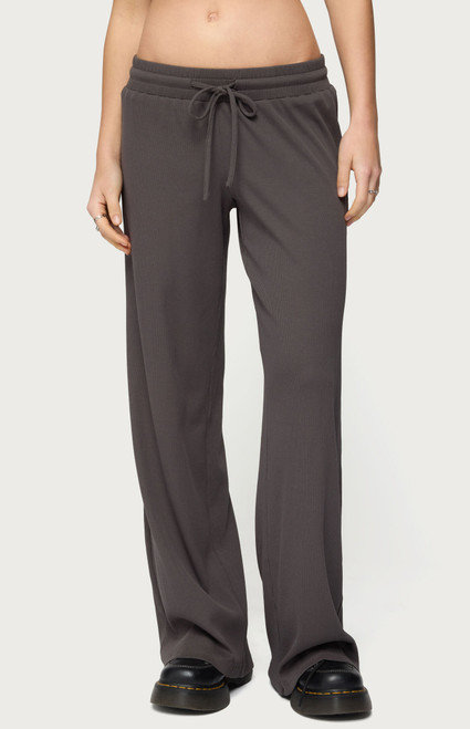 Edikted Women's Cicilia Straight Leg Ribbed Pants - 0850609690185