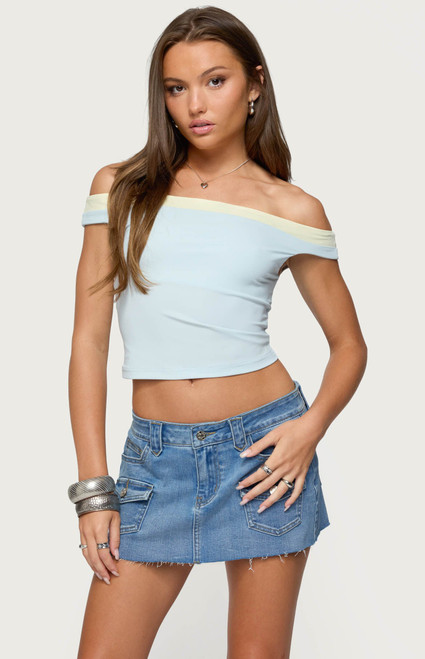 Edikted Women's Strada Contrast Off Shoulder Top - 0731609691174