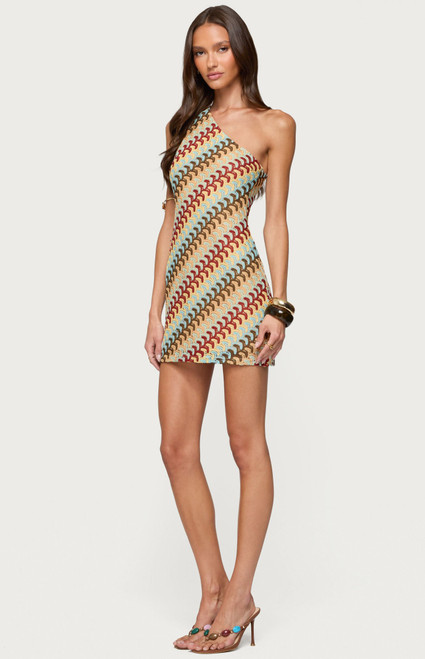 Edikted Women's Agua Zigzag One Shoulder Mini Dress - 0870609690420