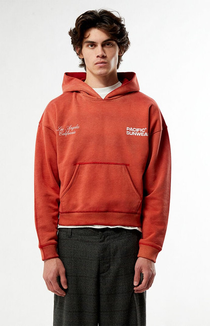 Pacsun Men's Red Terrain Heavyweight Hoodie - 0190522800128