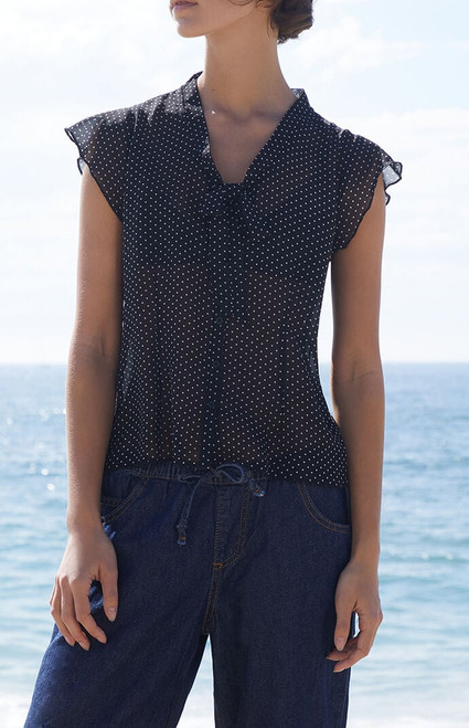 John Galt Women's Polka Dot Tie Top - 0791601600248