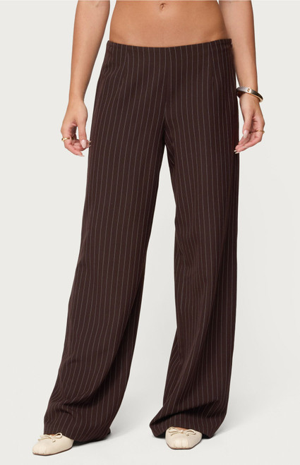 Edikted Women's Kerie Pinstripe Low Rise Wide Leg Trousers - 0850609690207