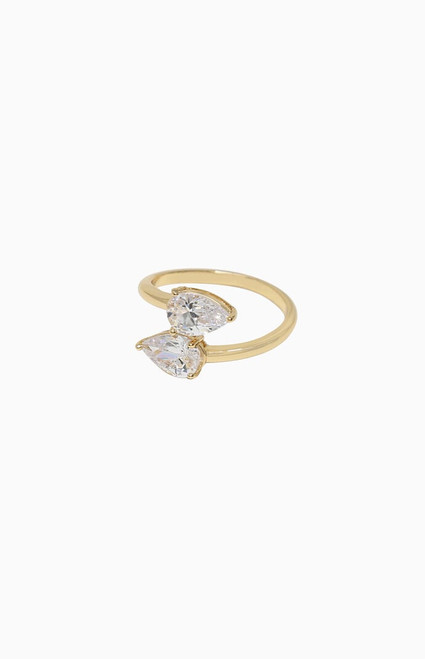 Ettika Women's Crystal Teardrop Gold Wrap Ring - 0656603130065