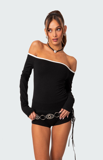 Edikted Women's Captain Contrast Off Shoulder Top - 0731609690201