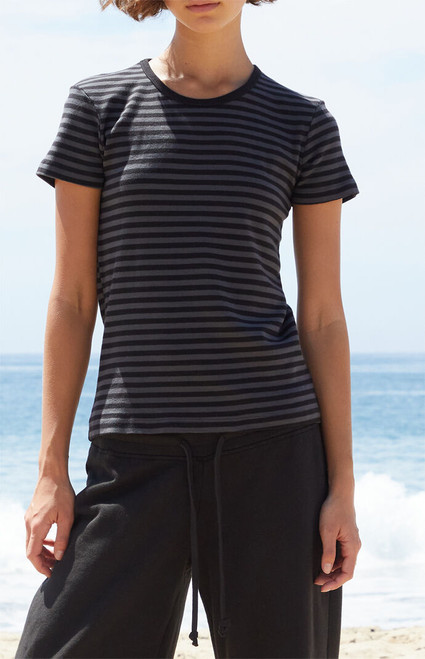 John Galt Women's Black & Gray Striped Hailie Top - 0704601600268
