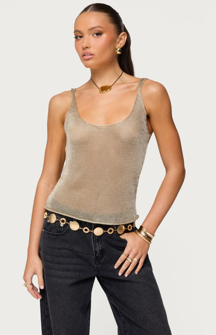 Edikted Women's Meena Shiny Knit Tank Top - 0712609690649