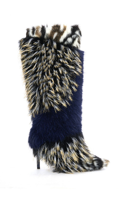 AZALEA WANG Women's Upendo Navy Knee High Stiletto Boots - 0580611590075