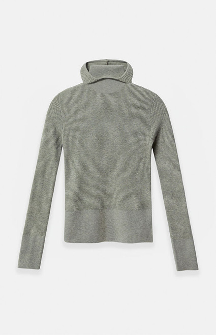 Fear of God ESSENTIALS Men's Womenâs Concrete Heather Waffle Knit Tight Hooded Sweater - 0192610120111345