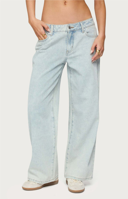 Edikted Women's Petite Bow Pocket Relaxed Jeans - 0860609690190