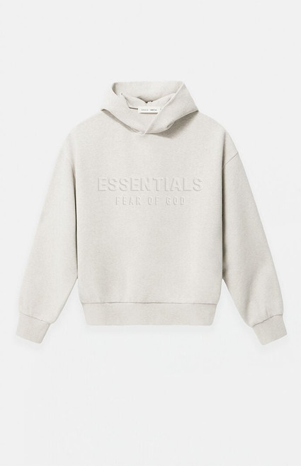 Fear of God ESSENTIALS Men's Heather Oatmeal Embossed Classic Hoodie - 0192250500041260