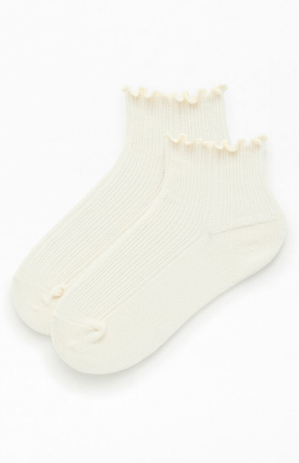 John Galt Women's Ruffle Ribbed Ankle Socks - 0679601600247