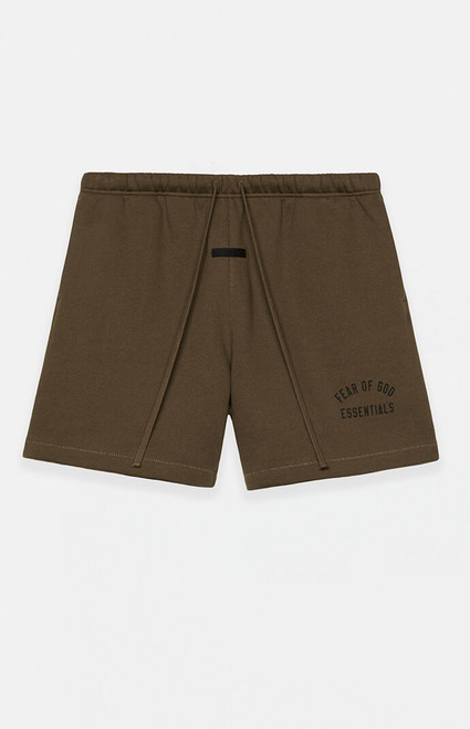 Fear of God ESSENTIALS Men's Olive Fleece Soccer Sweat Shorts - 0160250500340031