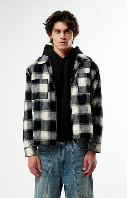 Pacsun Men's Sherpa Plaid Zip Shacket - 0183250500109