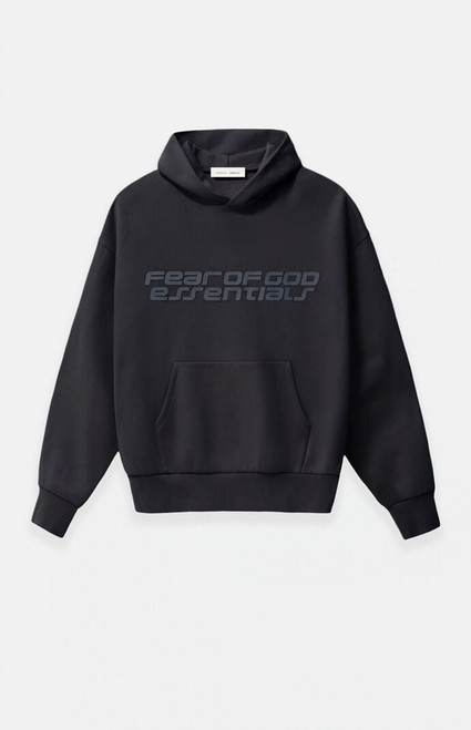Fear of God ESSENTIALS Men's Vintage Black '90s Fleece Hoodie - 0192468680063103
