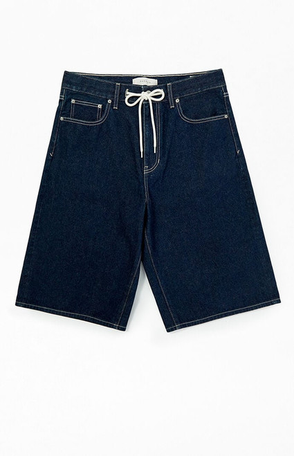 Pacsun Men's Blaine Ultra Baggy Denim Shorts Drawstring Dark Blue - 0170454210034