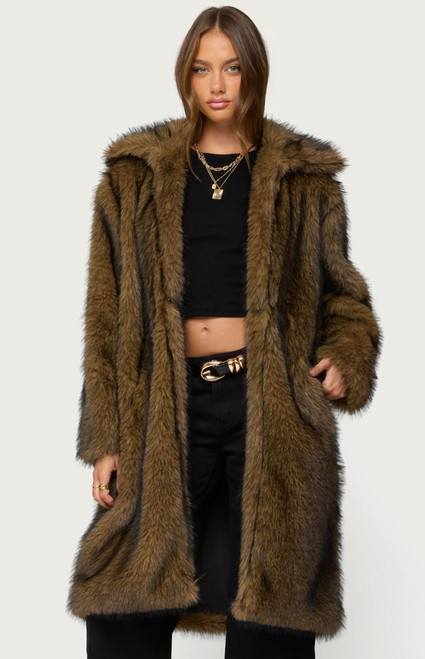 Edikted Women's Saphira Oversized Faux Fur Maxi Coat - 0760609690080