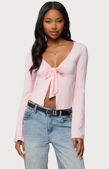 Edikted Women's Scarlette Tie Front Top - 0731609691409