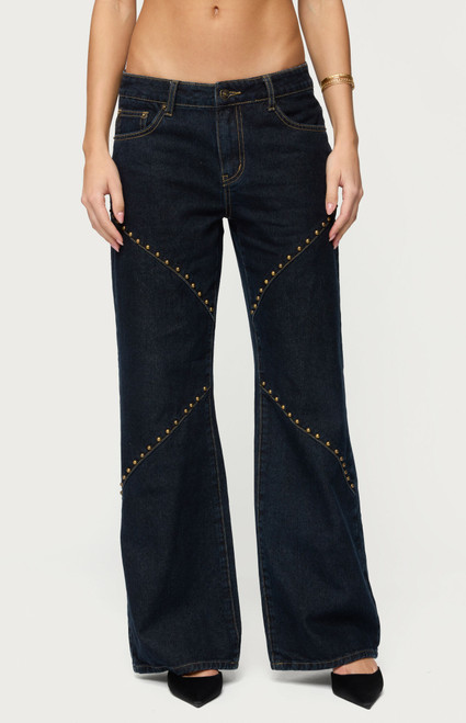 Edikted Women's Charla Stud Low Rise Baggy Jeans - 0860609690255