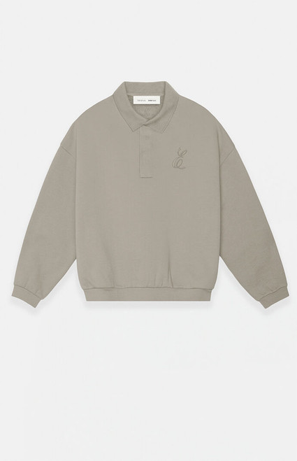 Fear of God ESSENTIALS Men's Smoke Grey Classic Polo Sweatshirt - 0192468680050489