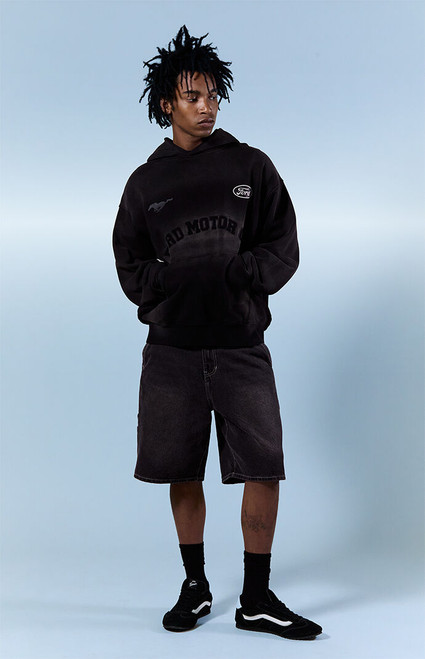 Pacsun Men's Parker Baggy Jean Shorts Carpenter Black - 0170604890031