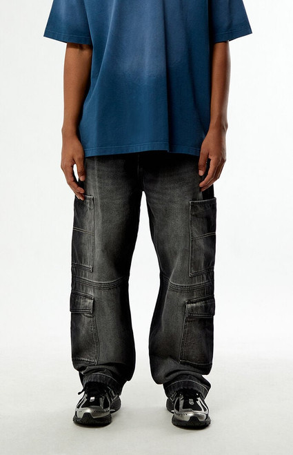 Pacsun Men's Dylan Baggy Jeans Cargo Faded Black - 0131454210212