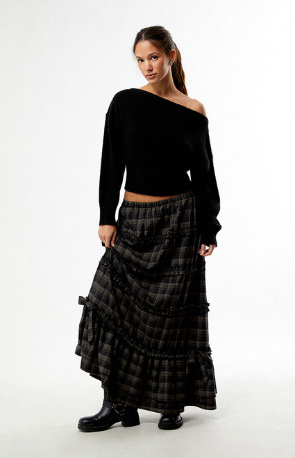 Daisy Street Women's Plaid Snowdrop Maxi Skirt - 0840600250011
