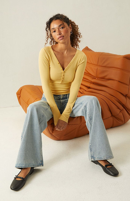 Your Favorite Women's Payton Long Sleeve Henley Top - 0716461580015