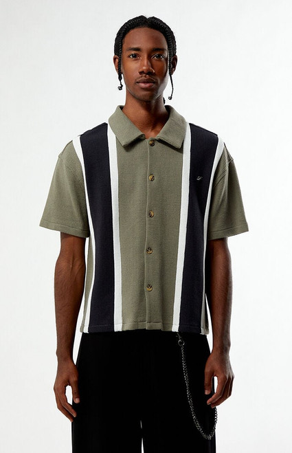 Pacsun Men's Sloan Striped Textured Camp Shirt - 0180468680010