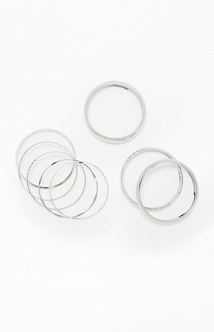 LA Hearts Women's 8 Pack Silver Mega Metal Stacked Bangles - 0656610470028