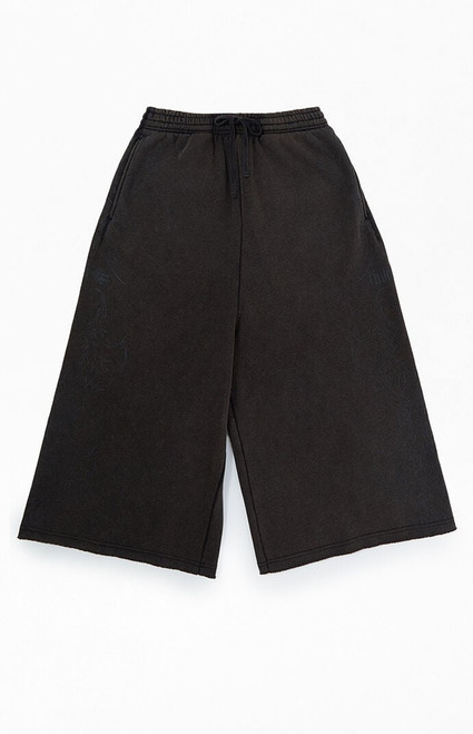 Civil Men's Washed Black Cropped Baggy Sweatpants - 0135460120019