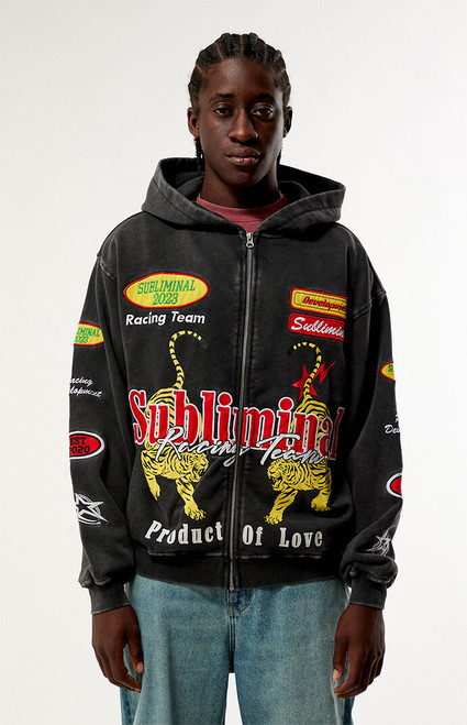 Pacsun Men's Subliminal Racing Full Zip Hoodie - 0193522800295
