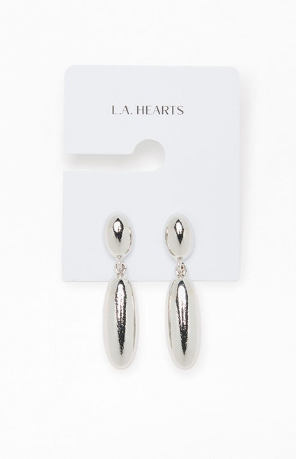 LA Hearts Women's Silver Teardrop Metal Earrings - 0656448200029
