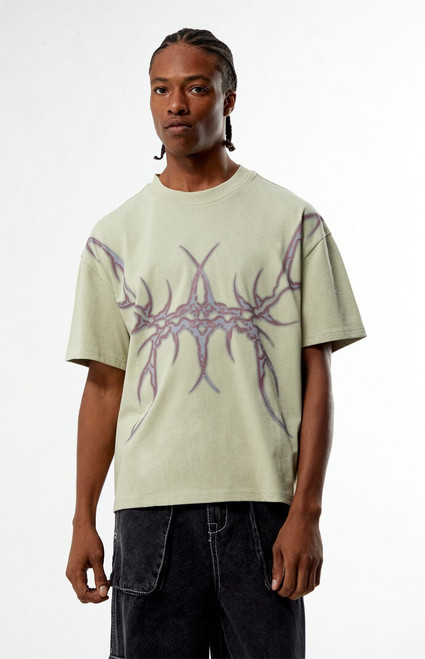 Pacsun Men's Tan Metallic Cyber T-Shirt - 0120468680412