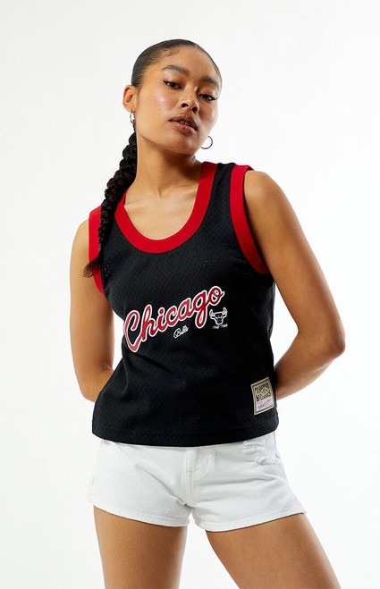 Mitchell & Ness Women's NBA Chicago Bulls Mesh Cropped Tank Top - 0702514810002